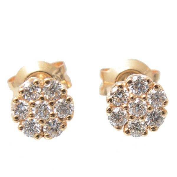 Other Other Ponte Vecchio Flower Motif Diamond Earrings K18 Yellow Gold Metal Earrings 72614 in Great Condition Size ONE SIZE - 2 Thumbnail