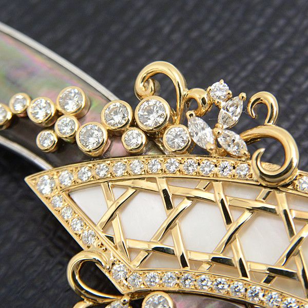 Mikimoto Mikimoto Mikimoto Diamond Shell Design Brooch K18YG×WG Gold Others Brooch in Great Condition Size ONE SIZE - 10 Thumbnail
