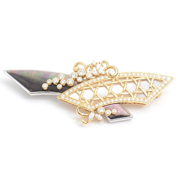 Mikimoto Mikimoto Mikimoto Diamond Shell Design Brooch K18YG×WG Gold Others Brooch in Great Condition Size ONE SIZE - 2 Thumbnail