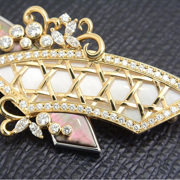 Mikimoto Mikimoto Mikimoto Diamond Shell Design Brooch K18YG×WG Gold Others Brooch in Great Condition Size ONE SIZE - 9 Thumbnail