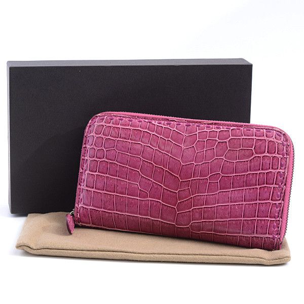 Bottega Veneta Bottega Veneta Bottega Veneta Crocodile Round Zip Wallet Leather Long Wallet 114076 in Very Good Condition Size ONE SIZE - 10 Thumbnail