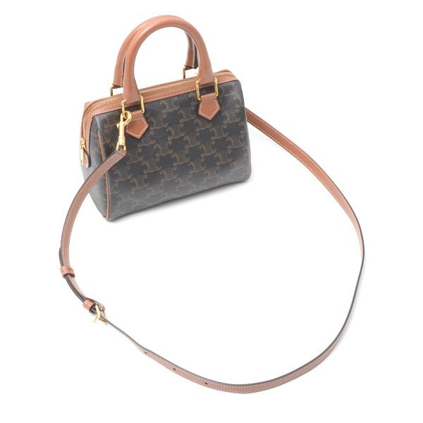 Celine Celine Celine Mini Boston 2WAY Shoulder Bag Triomphe 197582 Canvas Shoulder Bag 197582 in Very Good Condition Size ONE SIZE - 2 Thumbnail