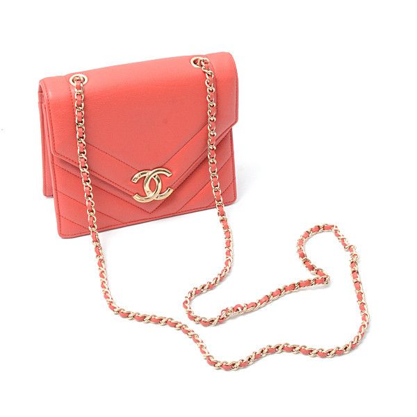 Chanel Chanel Chanel Chevron Leather Chain Shoulder Bag Red Leather Crossbody Bag 27******** in Great Condition Size ONE SIZE - 3 Thumbnail