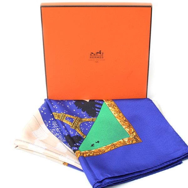 Hermes Hermes Hermes Silk Scarf Carré 90 Souvenirs de Paris Canvas Scarf 70620 in Great Condition Size ONE SIZE - 10 Thumbnail