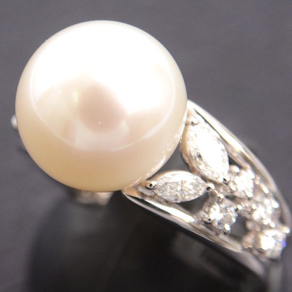 Mikimoto Mikimoto Mikimoto PT950 Pearl Diamond Ring Platinum Natural Material Ring in Great Condition Size ONE SIZE - 8 Thumbnail