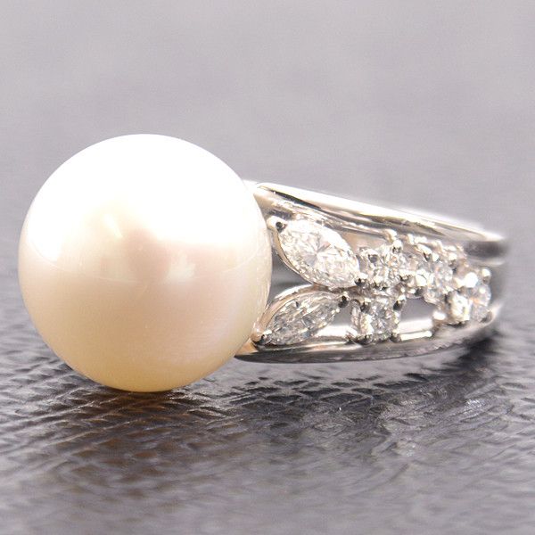 Mikimoto Mikimoto Mikimoto PT950 Pearl Diamond Ring Platinum Natural Material Ring in Great Condition Size ONE SIZE - 10 Thumbnail