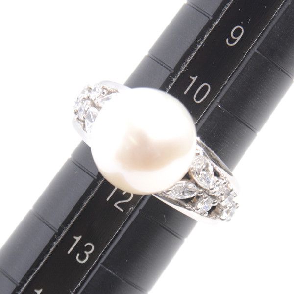 Mikimoto Mikimoto Mikimoto PT950 Pearl Diamond Ring Platinum Natural Material Ring in Great Condition Size ONE SIZE - 7 Thumbnail