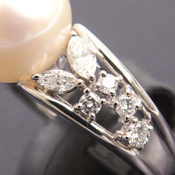 Mikimoto Mikimoto Mikimoto PT950 Pearl Diamond Ring Platinum Natural Material Ring in Great Condition Size ONE SIZE - 9 Thumbnail