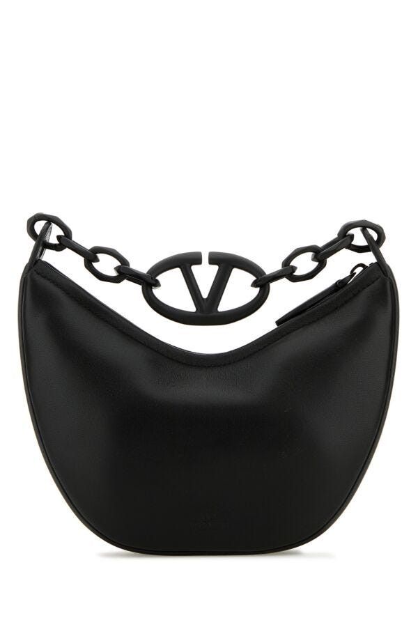 Valentino Black Leather Hobo Vlogo Moon Handbag Size ONE SIZE - 5 Thumbnail