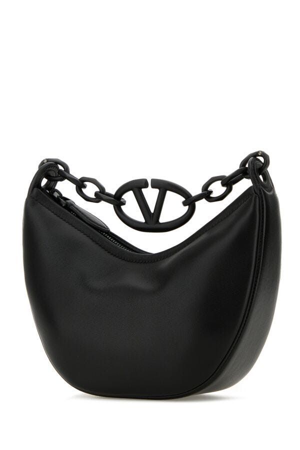 Valentino Black Leather Hobo Vlogo Moon Handbag Size ONE SIZE - 4 Thumbnail