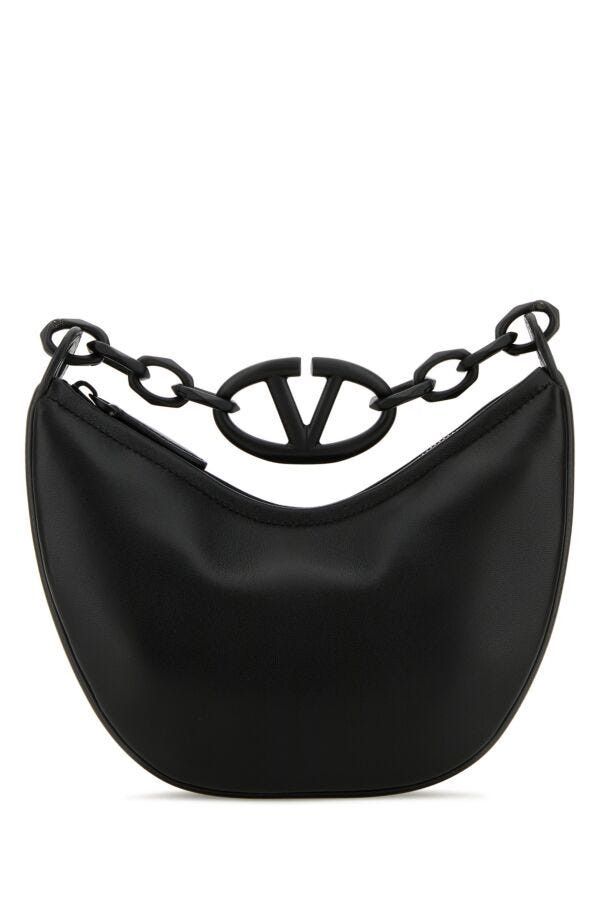 Valentino Black Leather Hobo Vlogo Moon Handbag Size ONE SIZE - 3 Thumbnail