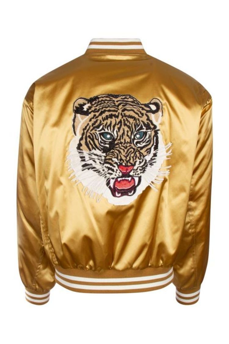 Celine Embroidered Tiger Teddy Jacket In Gold Satin-finish Nylon Size US L / EU 52-54 / 3 - 2 Thumbnail