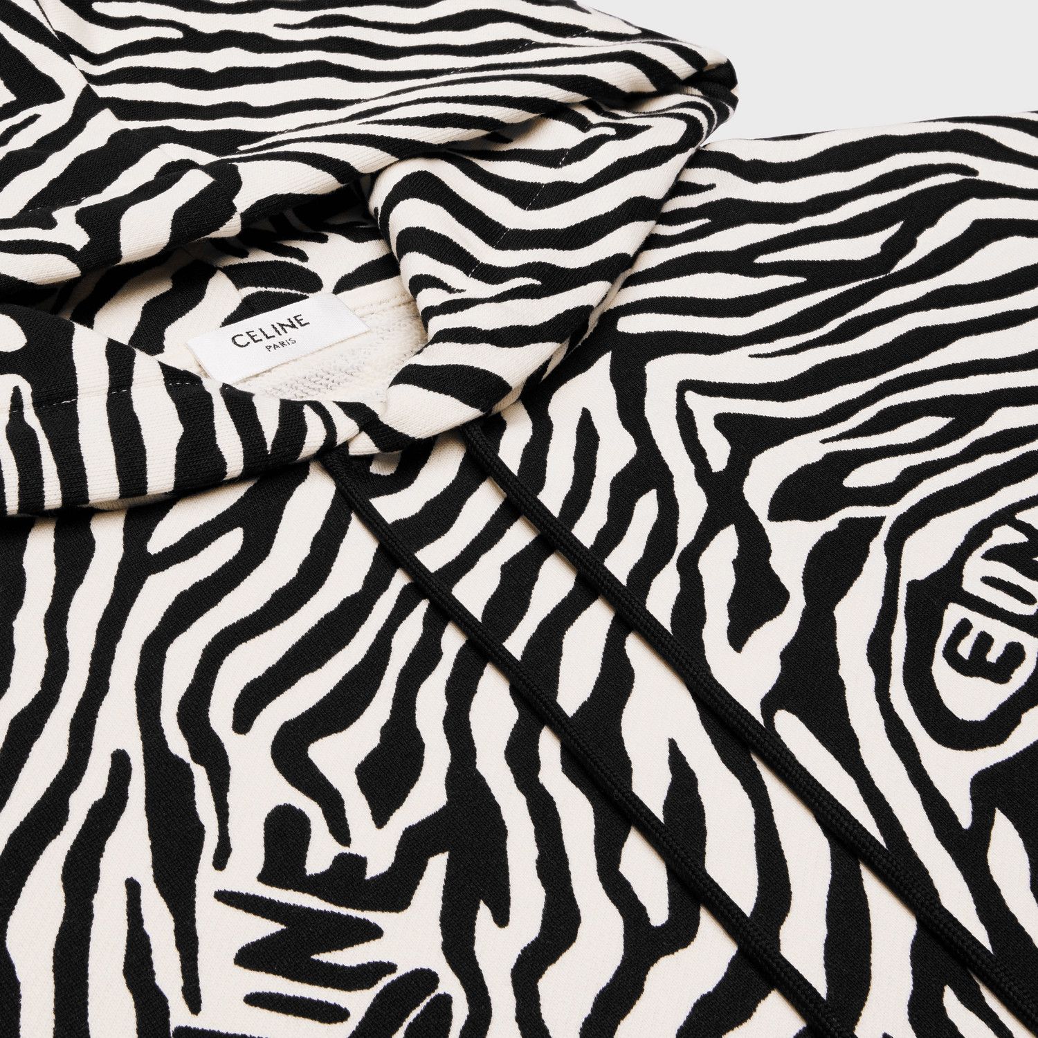 Celine Tie-Dye Loose Fit Cotton Fleece Hoodie White&Black Size US XS / EU 42 / 0 - 3 Thumbnail