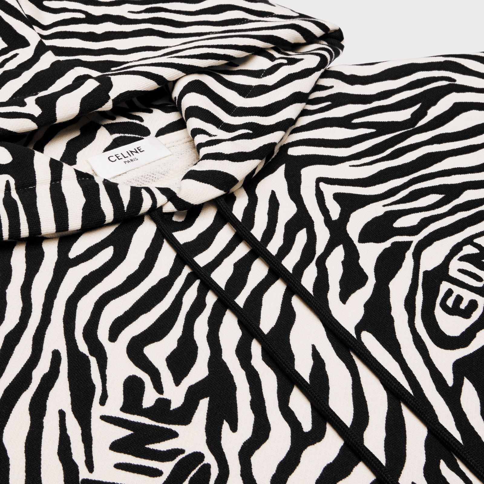 Celine Tie-Dye Loose Fit Cotton Fleece Hoodie White&Black Size US S / EU 44-46 / 1 - 3 Thumbnail