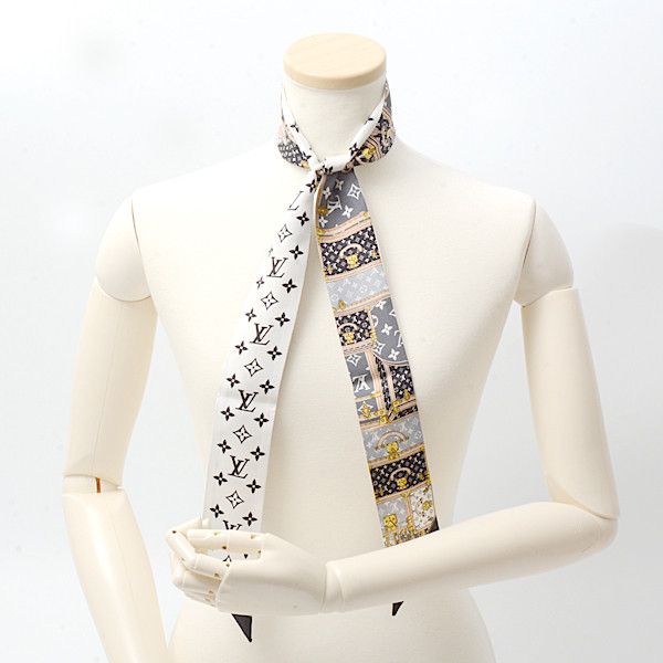 Louis Vuitton Louis Vuitton Silk Scarf Monogram Bando BB Let's Go Black White Canvas Scarf 74404 in Very Good Condition