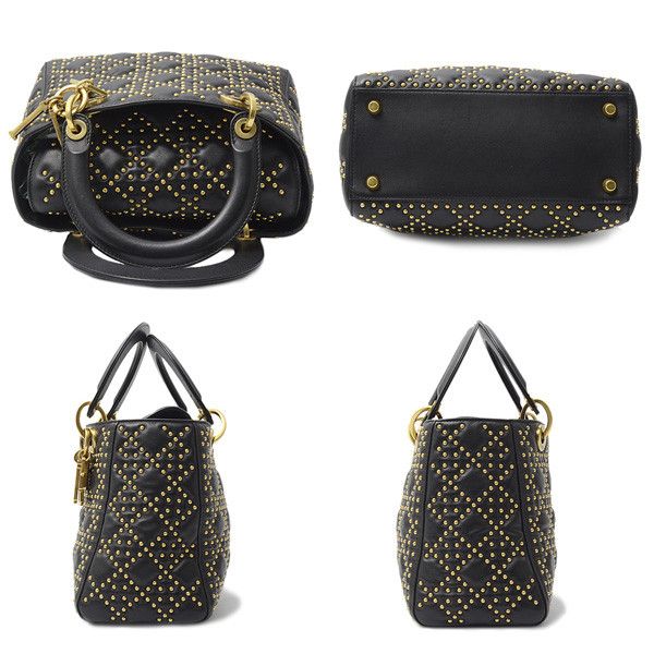 Dior Dior Christian Dior Lady Dior Cannage Handbag Black Leather Handbag 74093 in Great Condition Size ONE SIZE - 4 Thumbnail