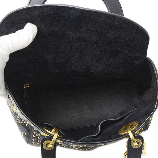 Dior Dior Christian Dior Lady Dior Cannage Handbag Black Leather Handbag 74093 in Great Condition Size ONE SIZE - 5 Thumbnail