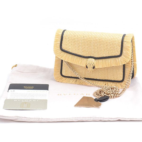 Bvlgari Bvlgari Bvlgari Serpenti Raffia Leather Shoulder Bag 290296 Natural Material Crossbody Bag 290296 in Great Condition Size ONE SIZE - 10 Thumbnail