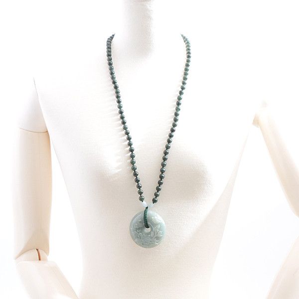 Other Other Jade Carved Flower Necklace Power Stone Long Necklace Natural Material Necklace 56695 in Pristine Condition Size ONE SIZE - 9 Thumbnail