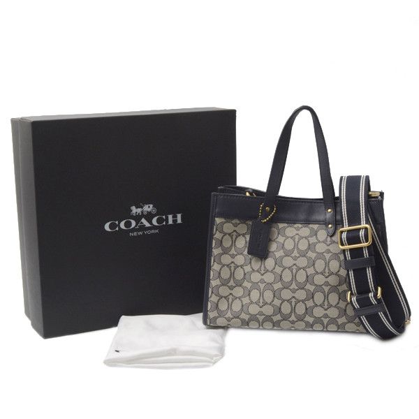 Coach Coach Coach Signature 2WAY Shoulder Handbag Navy Gray Others Handbag A2154-C3282 in Great Condition Size ONE SIZE - 8 Thumbnail