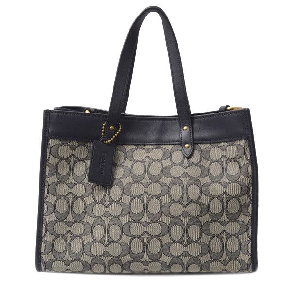 Coach Coach Coach Signature 2WAY Shoulder Handbag Navy Gray Others Handbag A2154-C3282 in Great Condition Size ONE SIZE - 2 Thumbnail