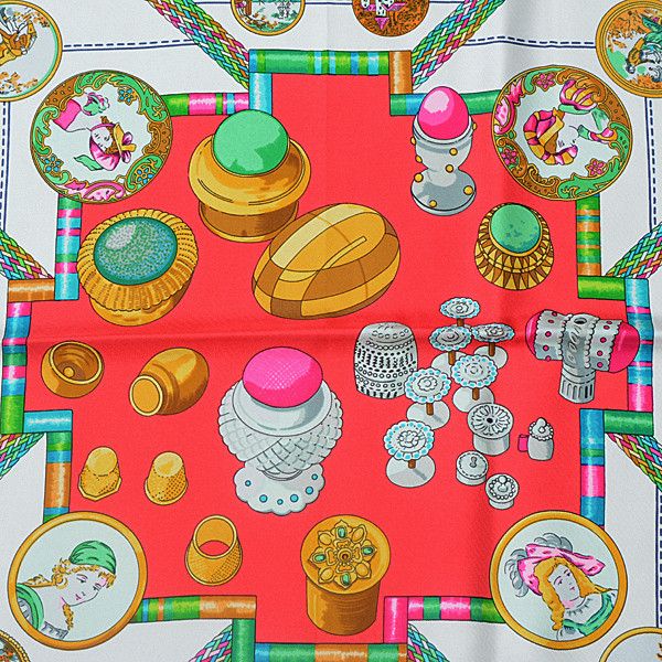 Hermes Hermes Hermes Silk Scarf 90cm Red Canvas Scarf 74930 in Great Condition Size ONE SIZE - 2 Thumbnail