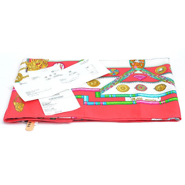Hermes Hermes Hermes Silk Scarf 90cm Red Canvas Scarf 74930 in Great Condition Size ONE SIZE - 10 Thumbnail