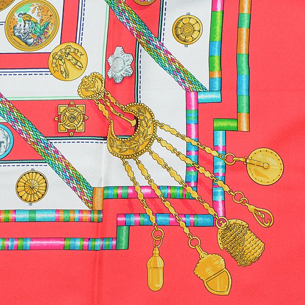 Hermes Hermes Hermes Silk Scarf 90cm Red Canvas Scarf 74930 in Great Condition Size ONE SIZE - 8 Thumbnail