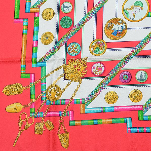 Hermes Hermes Hermes Silk Scarf 90cm Red Canvas Scarf 74930 in Great Condition Size ONE SIZE - 6 Thumbnail