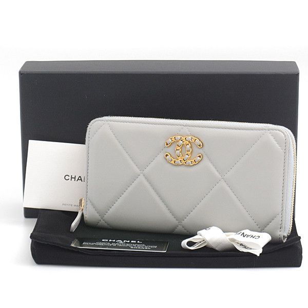 Chanel Chanel Chanel Lambskin Round Zipper Long Wallet Gray Leather Long Wallet 31-73363 in Great Condition Size ONE SIZE - 10 Thumbnail