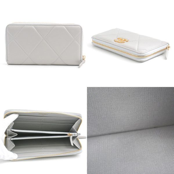 Chanel Chanel Chanel Lambskin Round Zipper Long Wallet Gray Leather Long Wallet 31-73363 in Great Condition Size ONE SIZE - 2 Thumbnail