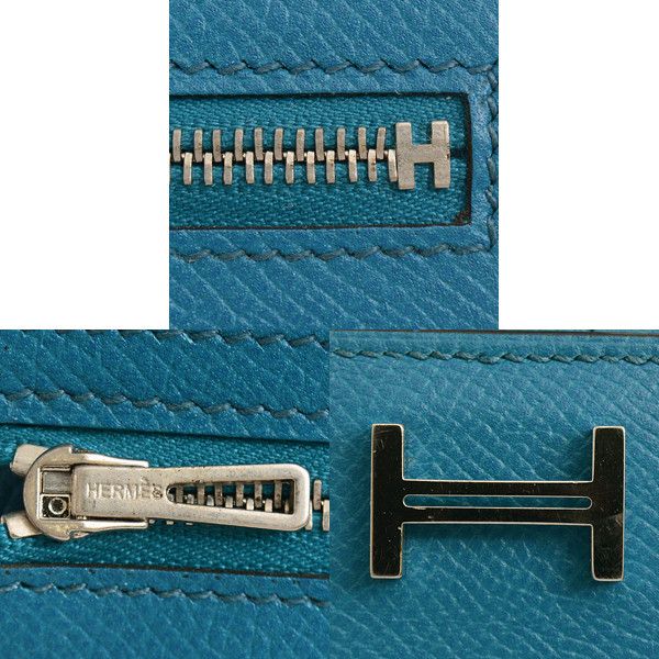 Hermes Hermes Hermes Bearn Souffle Long Wallet Blue Izmir Leather Long Wallet 67875 in Great Condition Size ONE SIZE - 4 Thumbnail