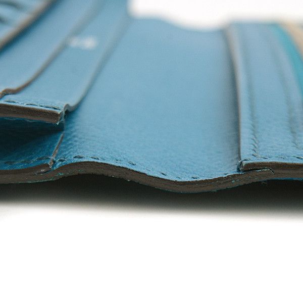 Hermes Hermes Hermes Bearn Souffle Long Wallet Blue Izmir Leather Long Wallet 67875 in Great Condition Size ONE SIZE - 8 Thumbnail