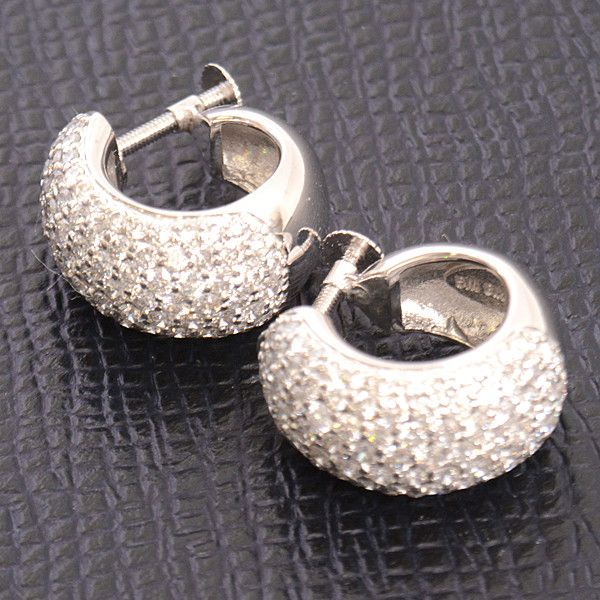 Other LuxUness Ponte Vecchio Diamond Pave Hoop Earrings K18WG Metal Earrings Size ONE SIZE - 8 Thumbnail