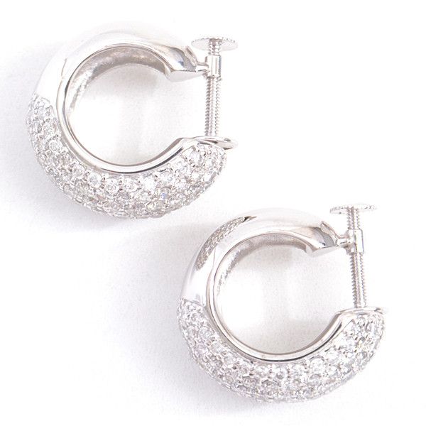 Other LuxUness Ponte Vecchio Diamond Pave Hoop Earrings K18WG Metal Earrings Size ONE SIZE - 3 Thumbnail