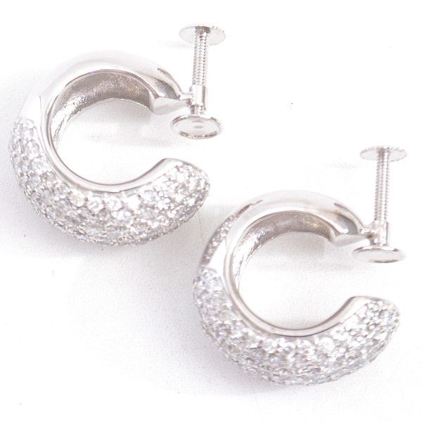 Other LuxUness Ponte Vecchio Diamond Pave Hoop Earrings K18WG Metal Earrings Size ONE SIZE - 2 Thumbnail