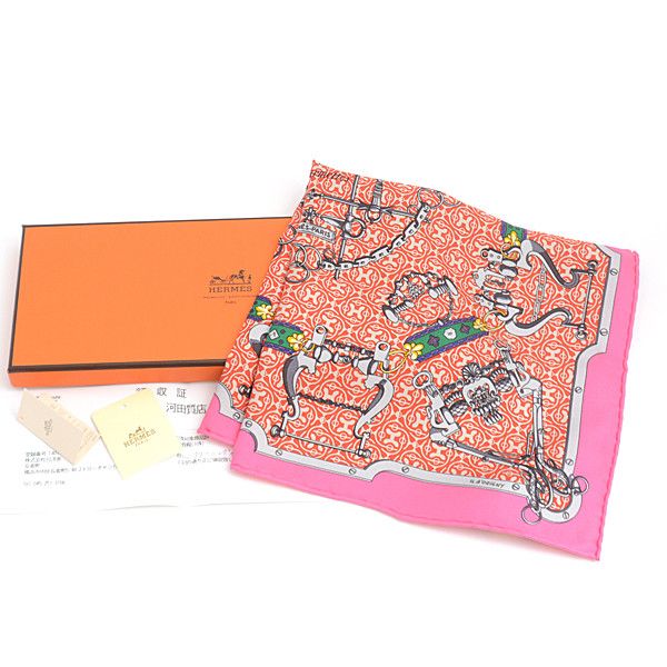 Hermes Hermes Hermes Silk Scarf Carré 40 MORS et Gourmettes Canvas Scarf 73069 in Great Condition Size ONE SIZE - 10 Thumbnail