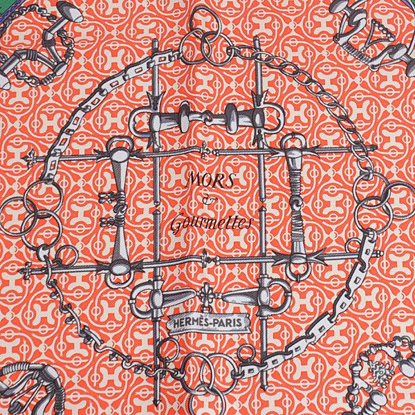 Hermes Hermes Hermes Silk Scarf Carré 40 MORS et Gourmettes Canvas Scarf 73069 in Great Condition Size ONE SIZE - 2 Thumbnail