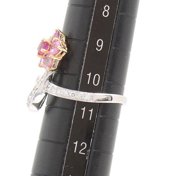 Other LuxUness Ponte Vecchio Flower Motif Ruby Pink Sapphire Diamond Ring 750YG×WG Metal Ring Size ONE SIZE - 6 Thumbnail