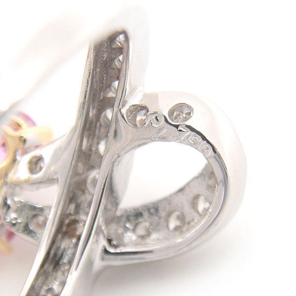 Other LuxUness Ponte Vecchio Flower Motif Ruby Pink Sapphire Diamond Ring 750YG×WG Metal Ring Size ONE SIZE - 5 Thumbnail