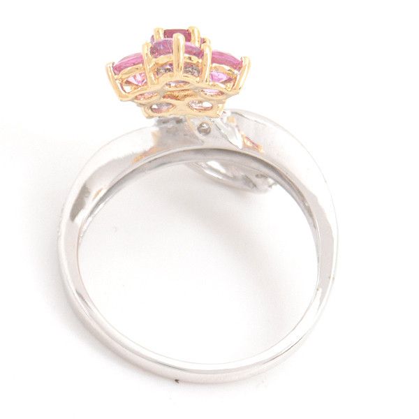 Other LuxUness Ponte Vecchio Flower Motif Ruby Pink Sapphire Diamond Ring 750YG×WG Metal Ring Size ONE SIZE - 3 Thumbnail