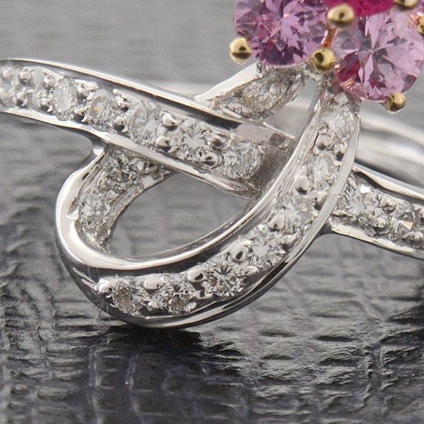 Other LuxUness Ponte Vecchio Flower Motif Ruby Pink Sapphire Diamond Ring 750YG×WG Metal Ring Size ONE SIZE - 9 Thumbnail