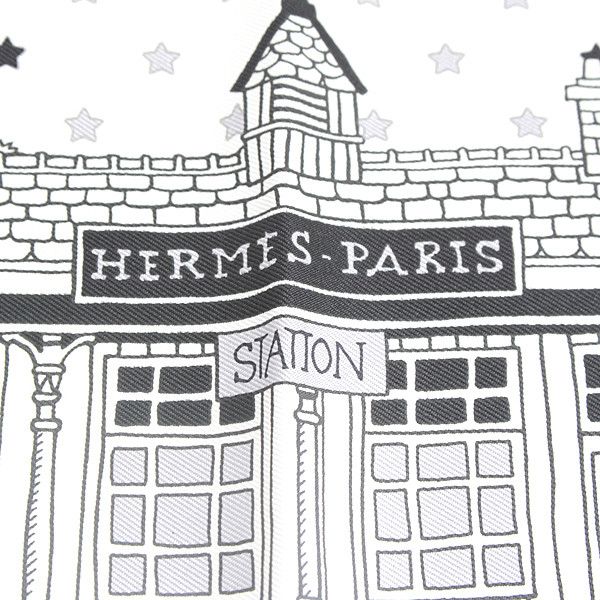 Hermes Hermes Hermes Silk Scarf Paris Station White Canvas Scarf 74726 in Great Condition Size ONE SIZE - 2 Thumbnail