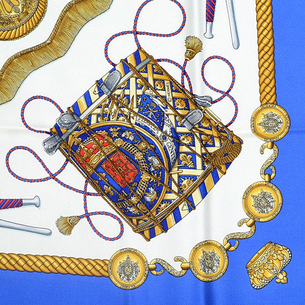 Hermes Hermes Hermes Silk Scarf LES TAMBOURS Blue Canvas Scarf 74931 in Great Condition Size ONE SIZE - 6 Thumbnail