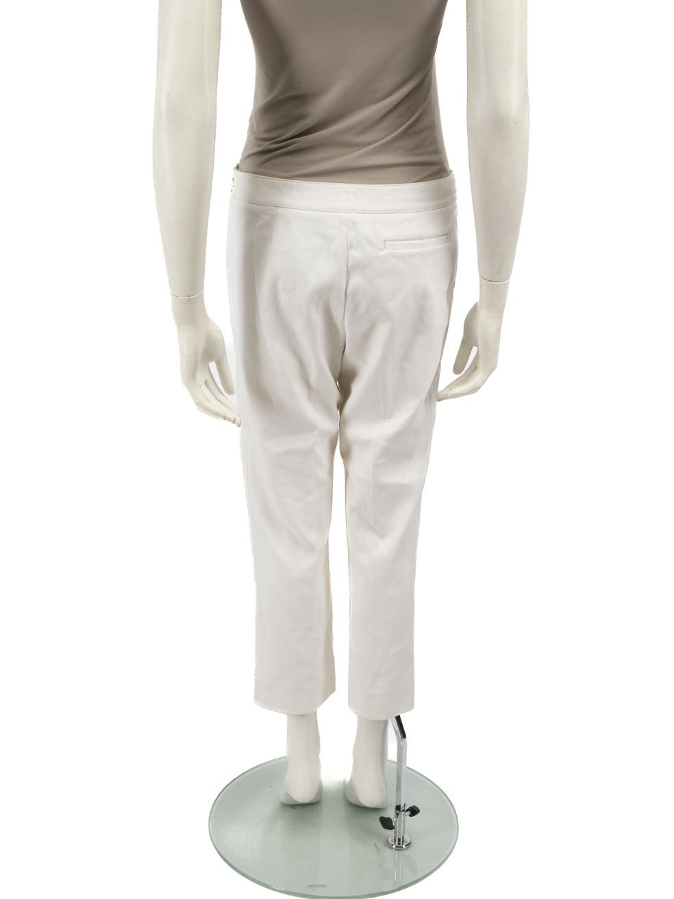 Celine White Chain Detail Cropped Trousers Size 28" / US 6 / IT 42 - 3 Thumbnail