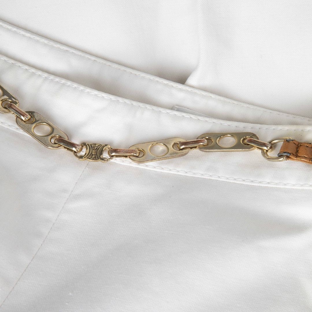 Celine White Chain Detail Cropped Trousers Size 28" / US 6 / IT 42 - 4 Thumbnail