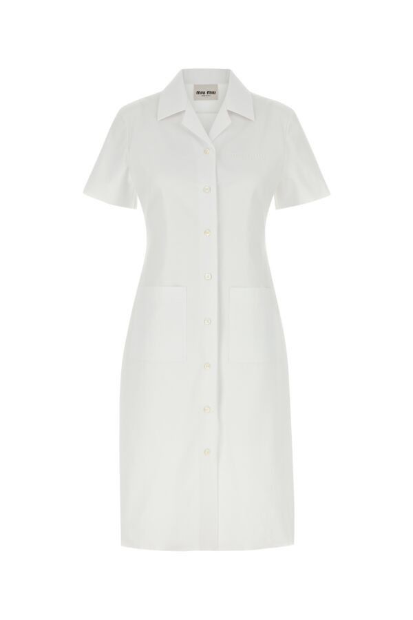 Miu Miu White Poplin Shirt Dress Size M / US 6-8 / IT 42-44 - 3 Thumbnail