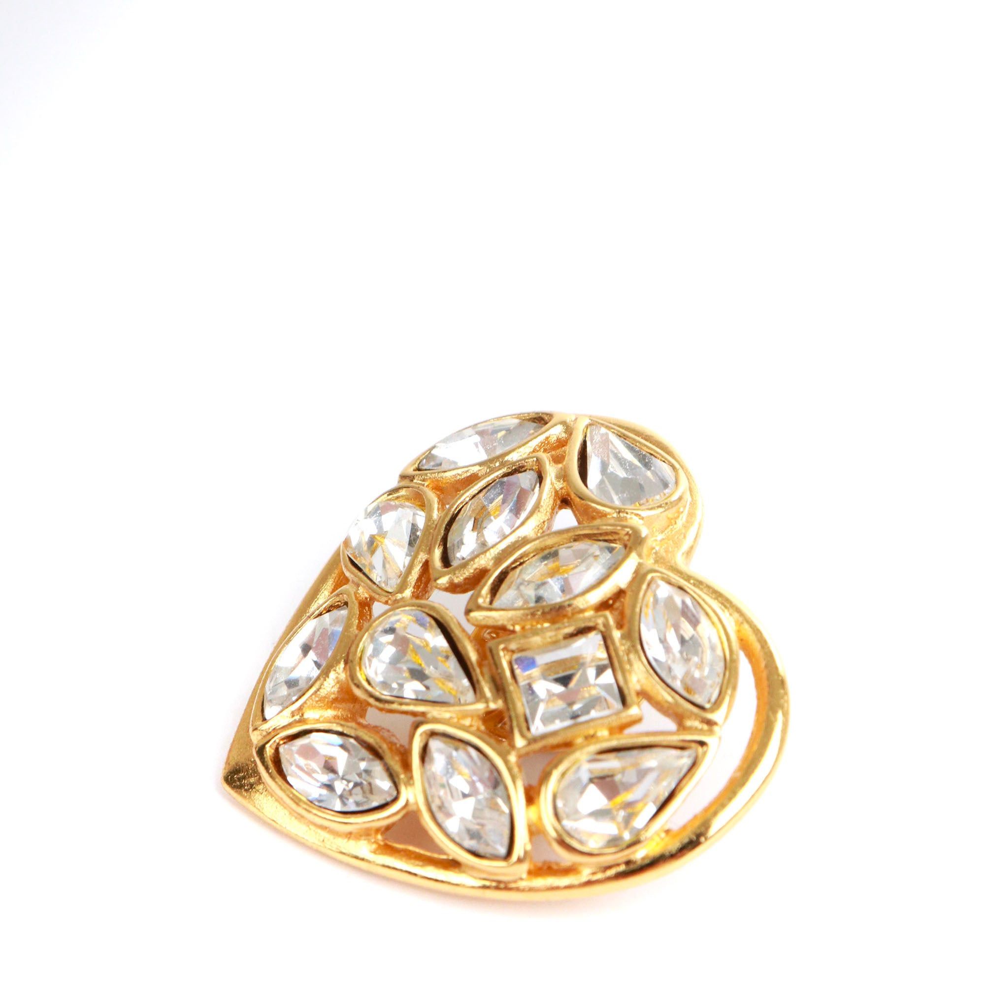 Saint Laurent Paris SAINT LAURENT - Vintage Yves Saint Laurent Rhinestone Heart Brooch Size ONE SIZE - 4 Thumbnail