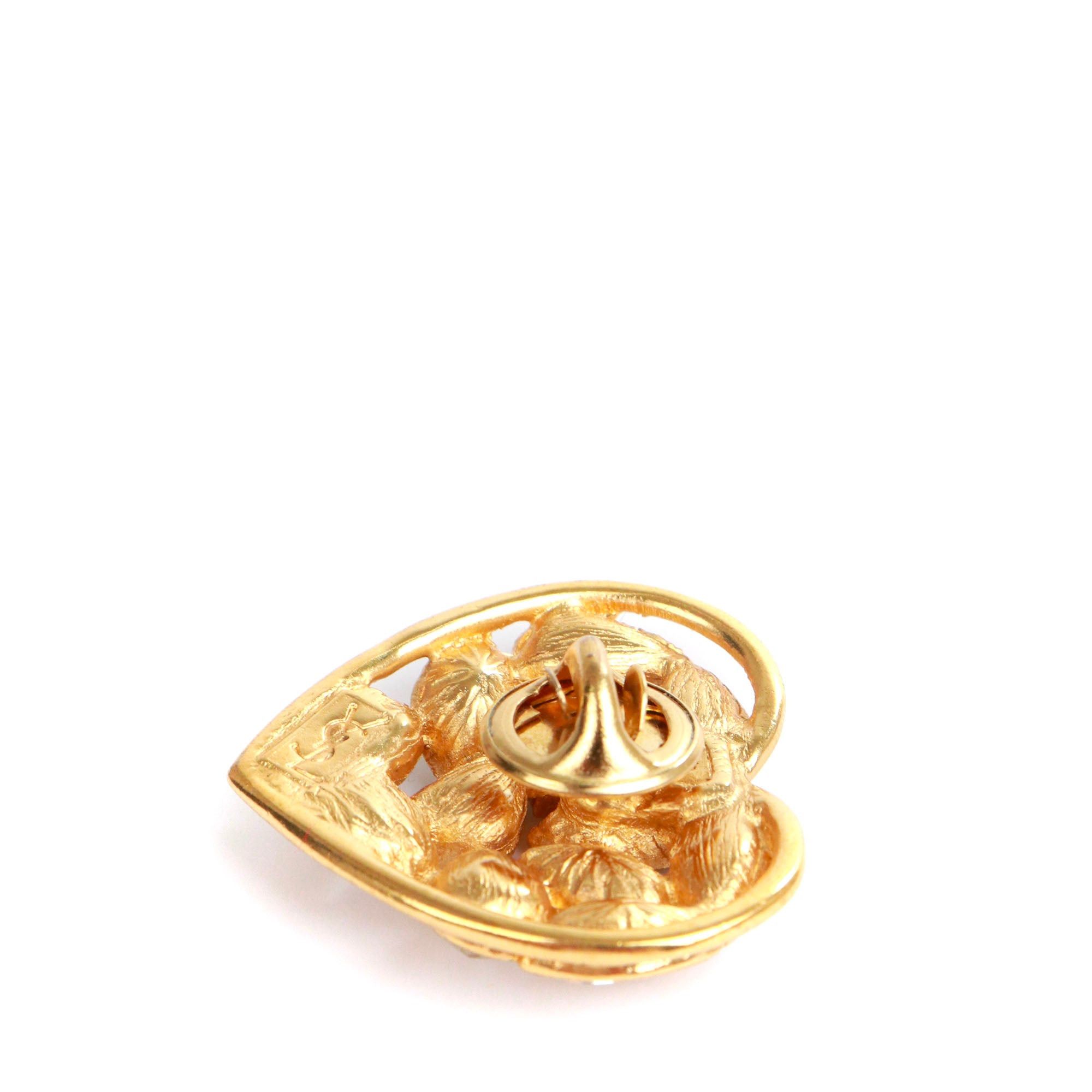 Saint Laurent Paris SAINT LAURENT - Vintage Yves Saint Laurent Rhinestone Heart Brooch Size ONE SIZE - 3 Thumbnail
