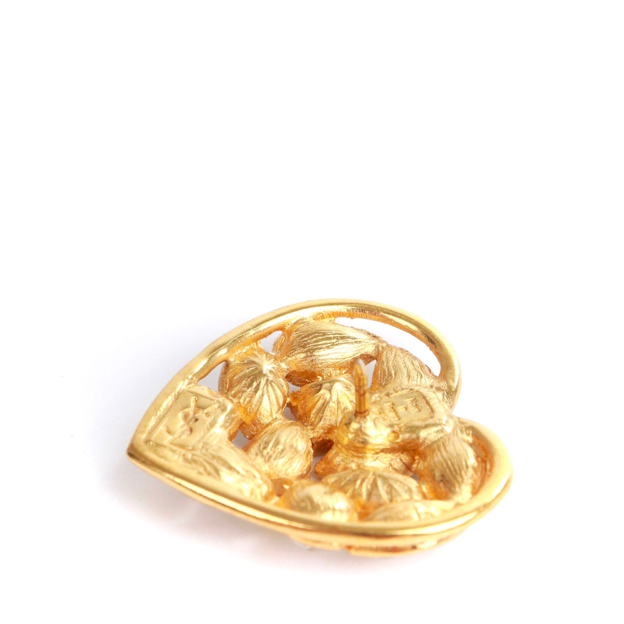 Saint Laurent Paris SAINT LAURENT - Vintage Yves Saint Laurent Rhinestone Heart Brooch Size ONE SIZE - 2 Thumbnail